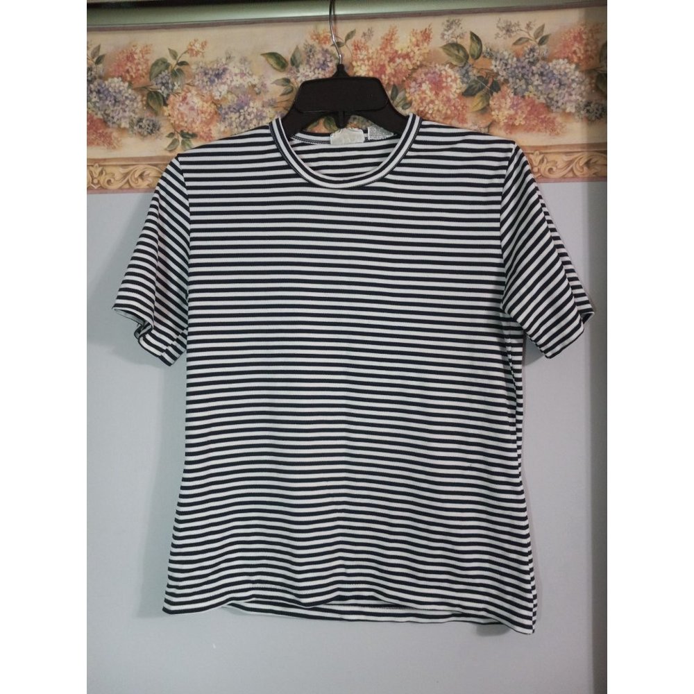 Andrew St. John Medium Strip Vintage Stretch Classic Casual Korea Top